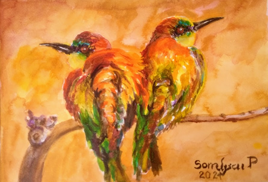 Gyurgyalag madárkáim. A/4 akvarell akvarell papír.